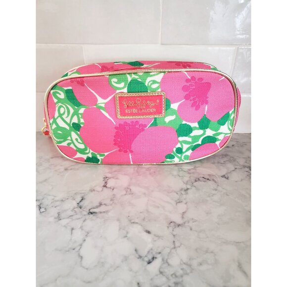 Lilly Pulitzer Handbags - Lilly Pulitzer For Estee Lauder Floral Cosmetic Bag With Pink & Green Design